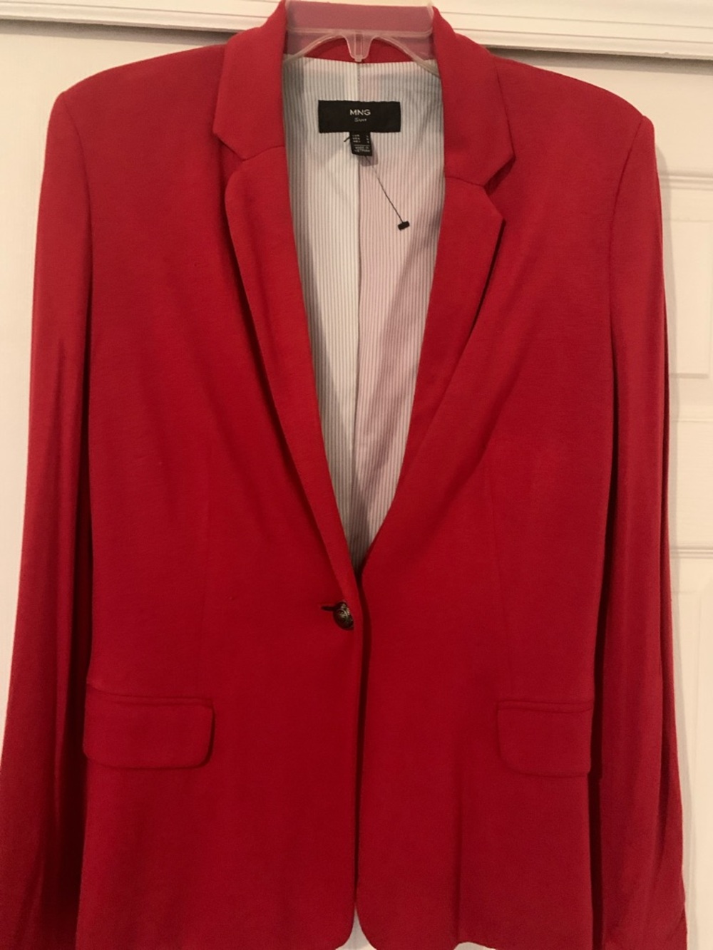 Mango Vibrant Red Single-Button Blazer